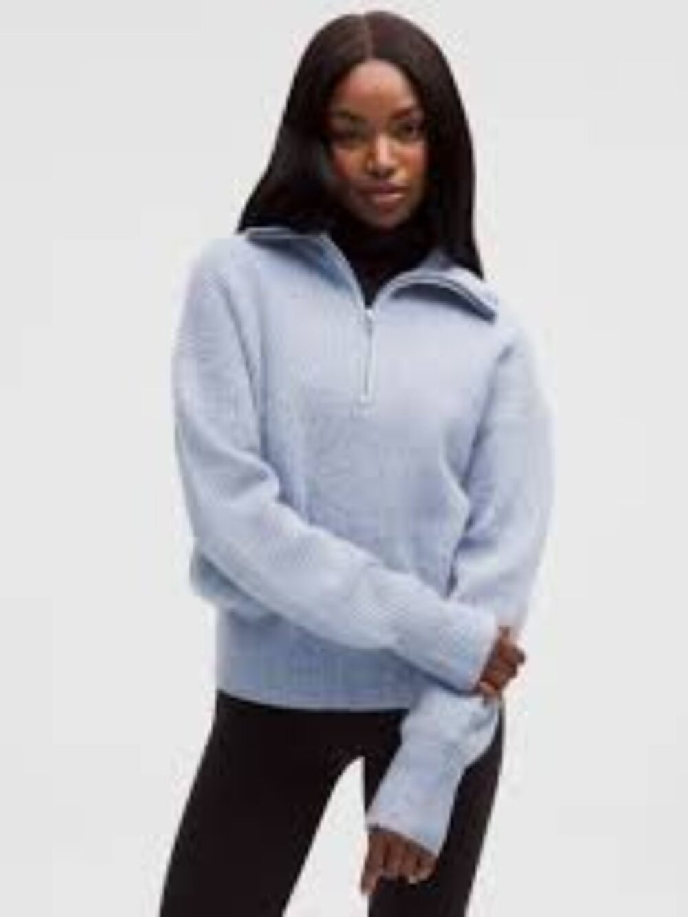 Lululemon Alpaca-Blend Collared Half-Zip Sweater in Gray M